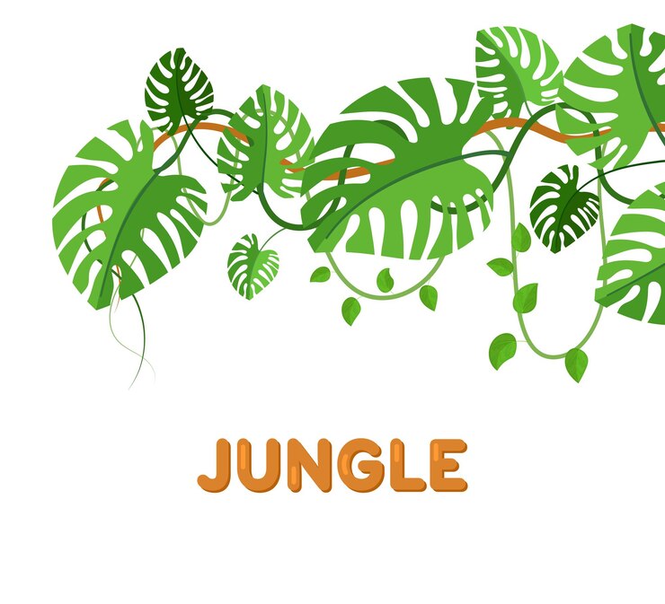 Vector summer tropical background with jungle plants