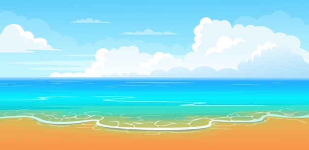 Vector summer tropical beach seaside landscape nature vacation ocean or sea