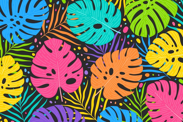 Summer tropical hand drawn background