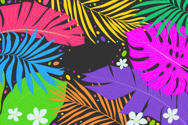 Summer tropical hand drawn background