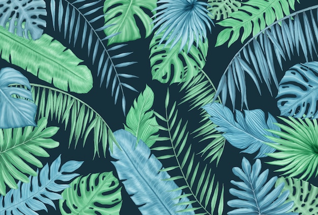 Summer tropical leaves decorative background