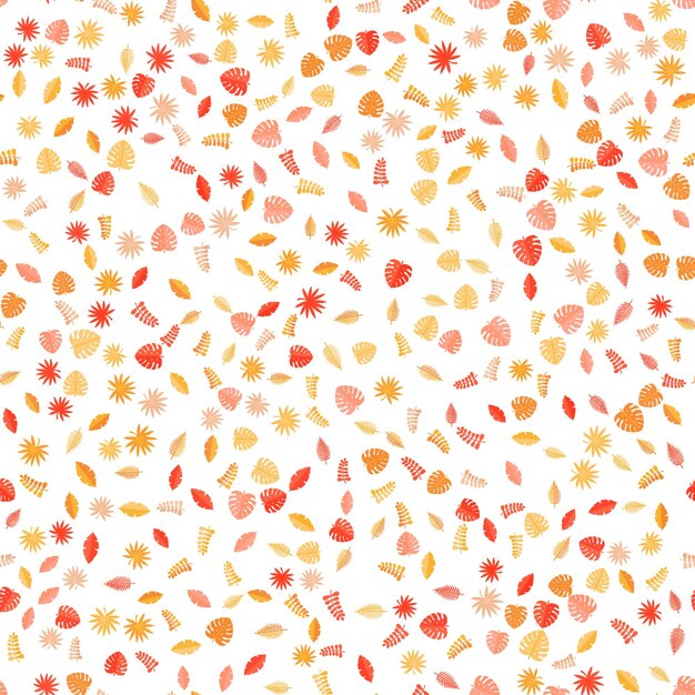 Vector summer tropical leaves isolated on white seamless pattern