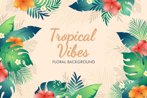 Summer tropical leaves and plant vector background