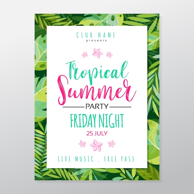 Vector summer tropical party poster