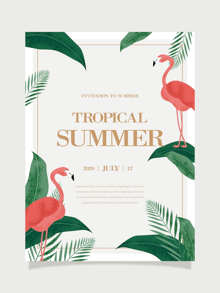 Summer tropical poster. Tropical background illustration