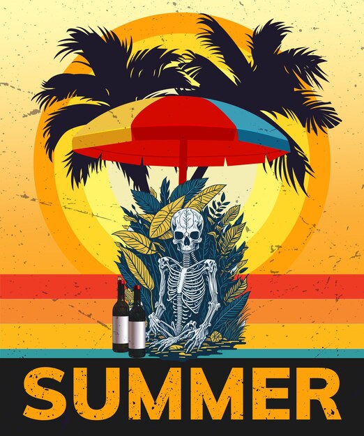 Vector summer tshirt design and summer ilustration