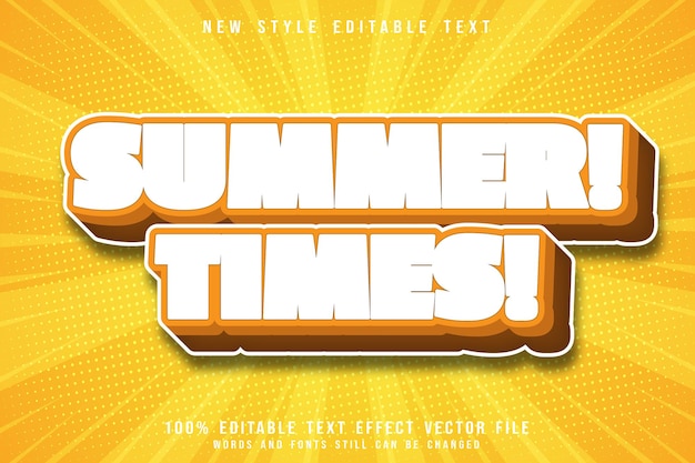 Summer up editable text effect emboss cartoon style