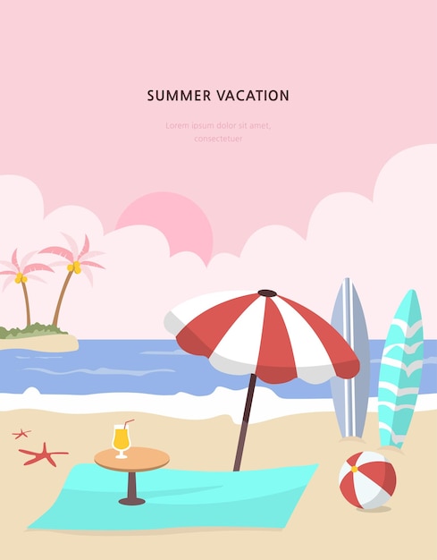 Summer vacation beach background vector illustration