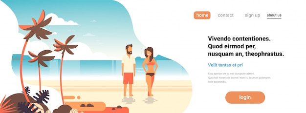 Summer vacation at beach landing page