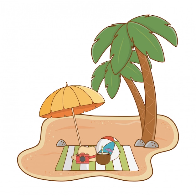 Summer vacation beach objects cartoon