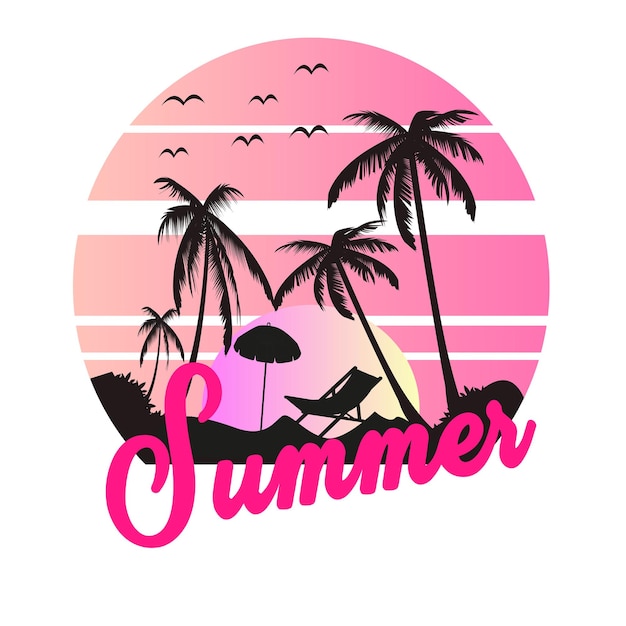 Summer vacation colorful badges vector tshirt print design