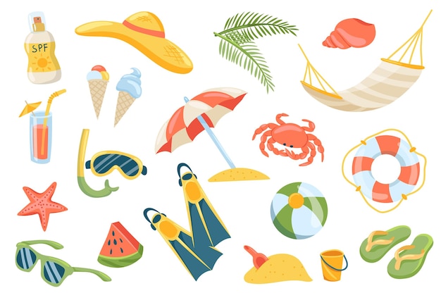 Vector summer vacation cute elements set