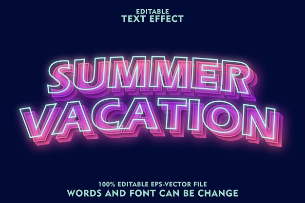 summer vacation editable text effect emboss modern style