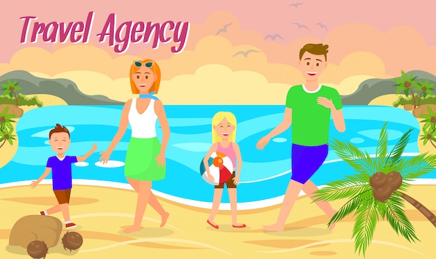 Summer vacation flat banner layout with lettering.