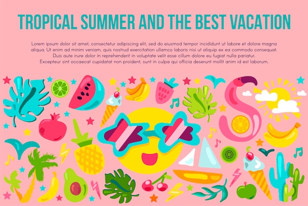 Vector summer vacation flat banner template