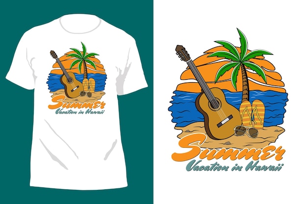 Vacanze estive alle hawaii t shirt design retro vintage