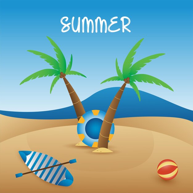 Summer vacation holiday background design with travel vector illustration