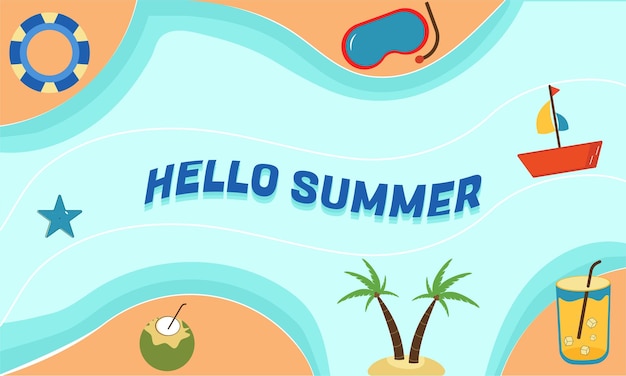 Summer vacation holiday background design with travel vector illustration