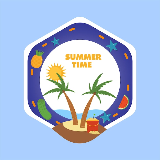 Vector summer vacation holiday emblem badge banner poster logo and card design vector illustration