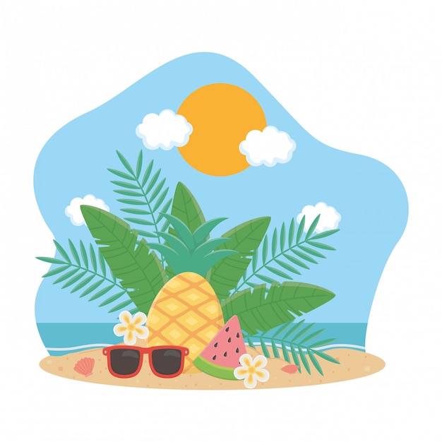 Summer and vacation icon set 