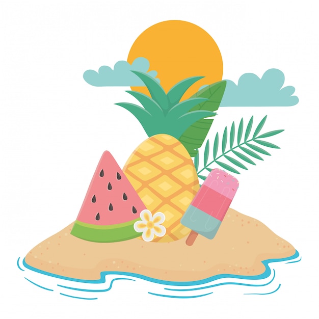 Summer and vacation icon set 