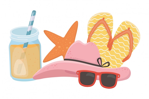 Vector summer and vacation icon set