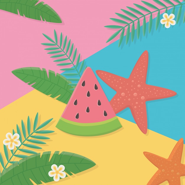 Summer and vacation illustration with beach elements design