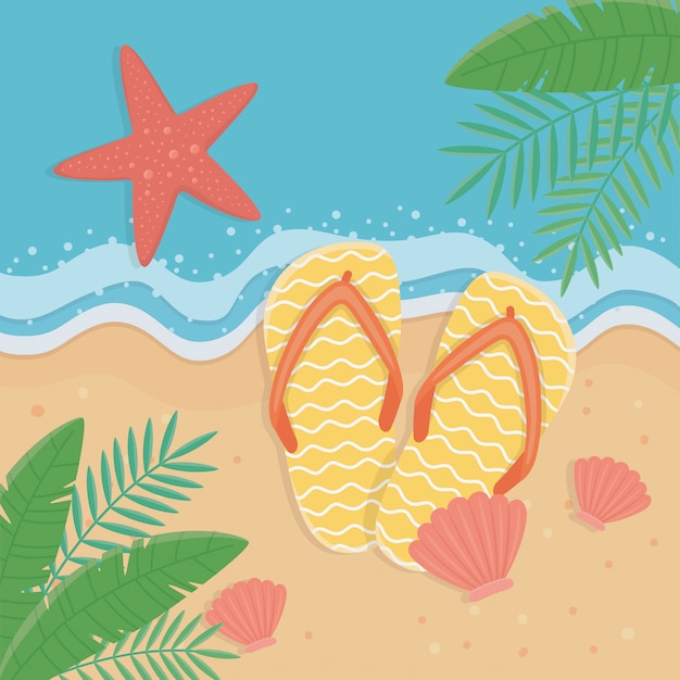 Summer and vacation illustration with beach elements design