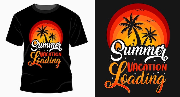 Vacanze estive caricamento spiaggia tramonto illustrazione disegno vettoriale t-shirt