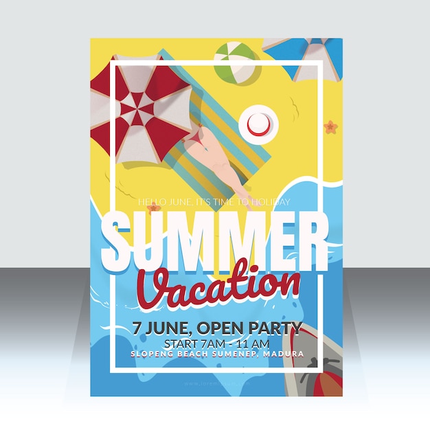 Vector summer vacation poster template