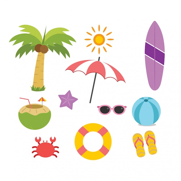 Summer vacation set in vector illustration