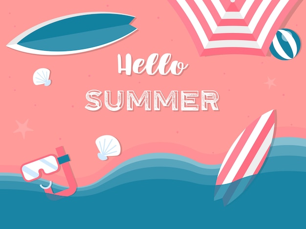 Summer vacation, Summer beach illustration