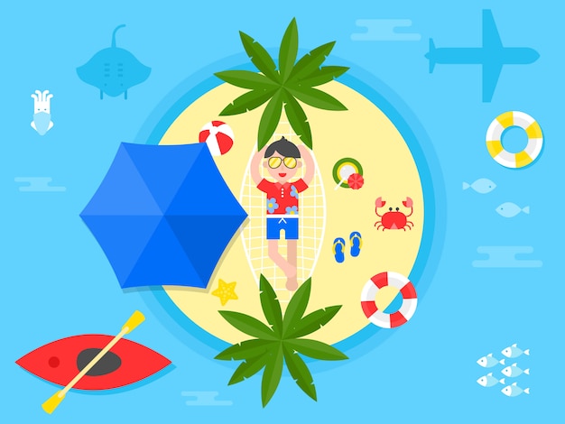 Summer vacation, Summer beach illustration