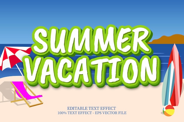Летние каникулы Текстовый эффект Современный стиль