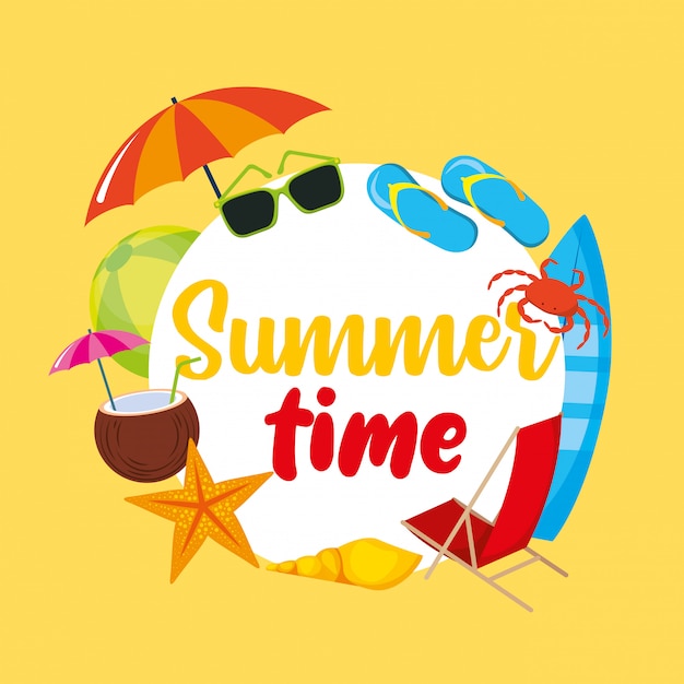 Vector summer and vacation time card