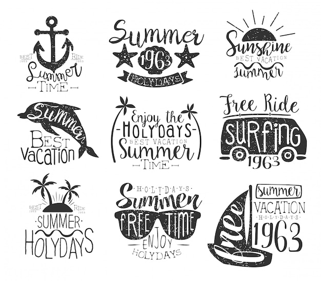 Vector summer vacation vintage stamp collection