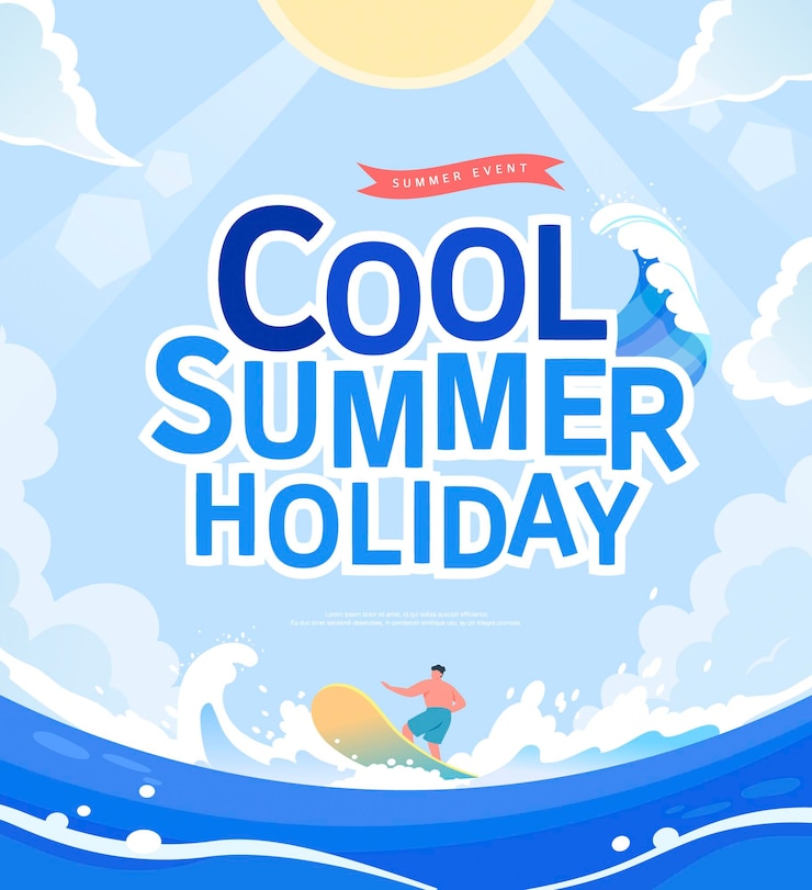 Vector 夏休み web バナー イラスト。