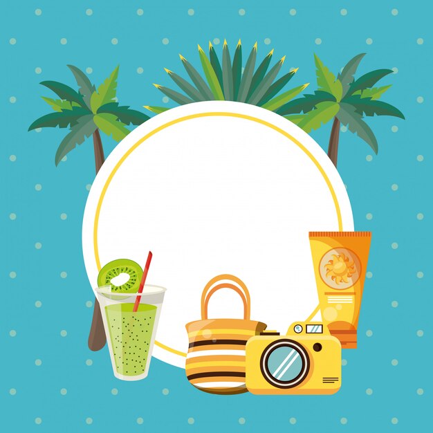 Summer and vacations blank frame background with copyspace