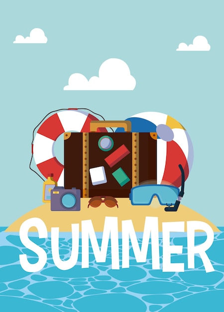 Vector summer and vacations cartoons