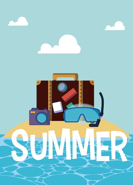 Vector summer and vacations cartoons