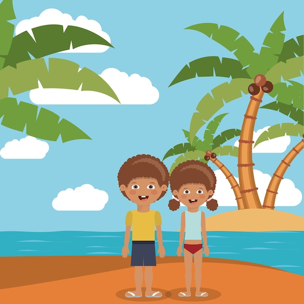 Vector summer vacations in family design