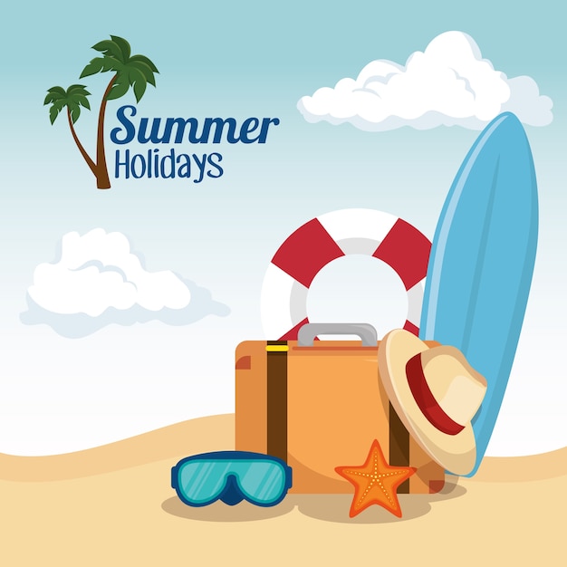 summer vacations holiday poster vector illustration design