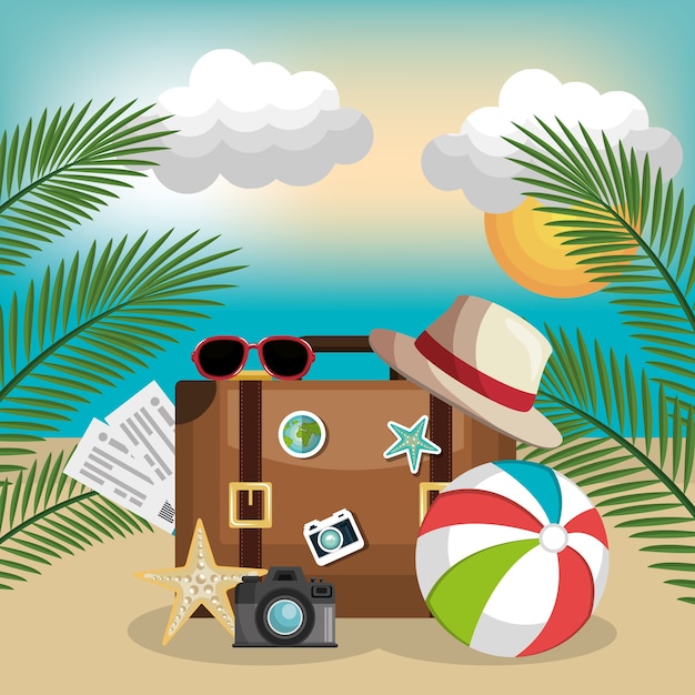 Summer vacations set icons