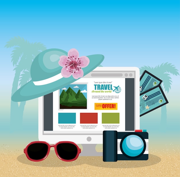 Vector summer vacations set icons