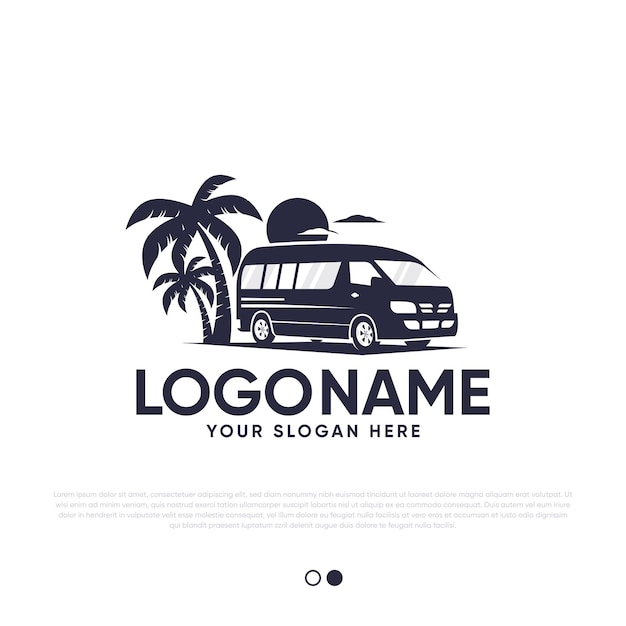 Vector summer van logo design premium vector