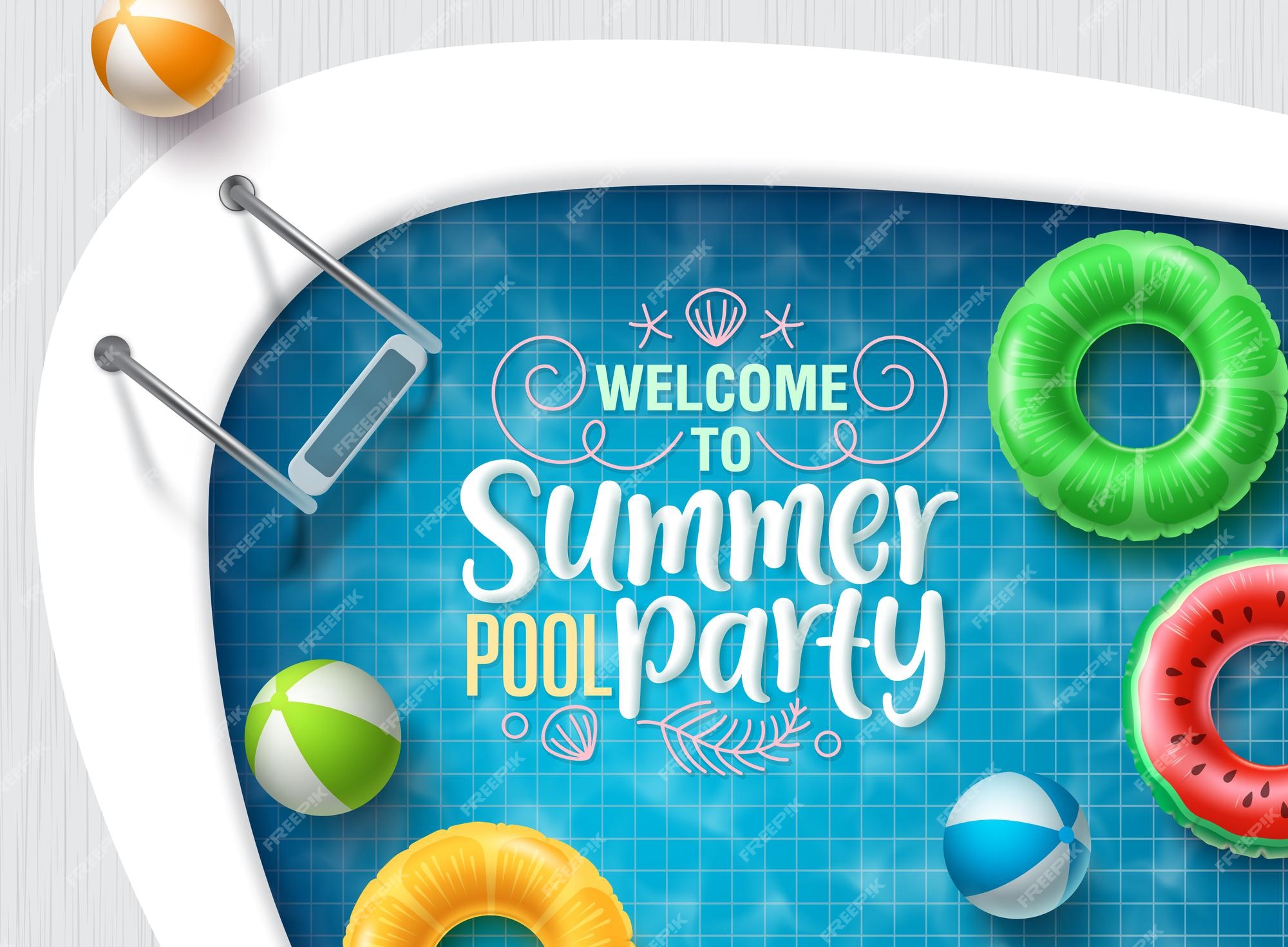 Premium Vector  Funny summer banner. pool party