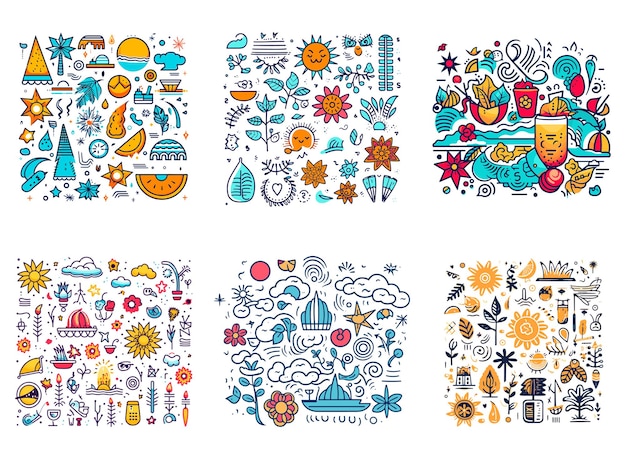 Summer vector elements line art of summer elements