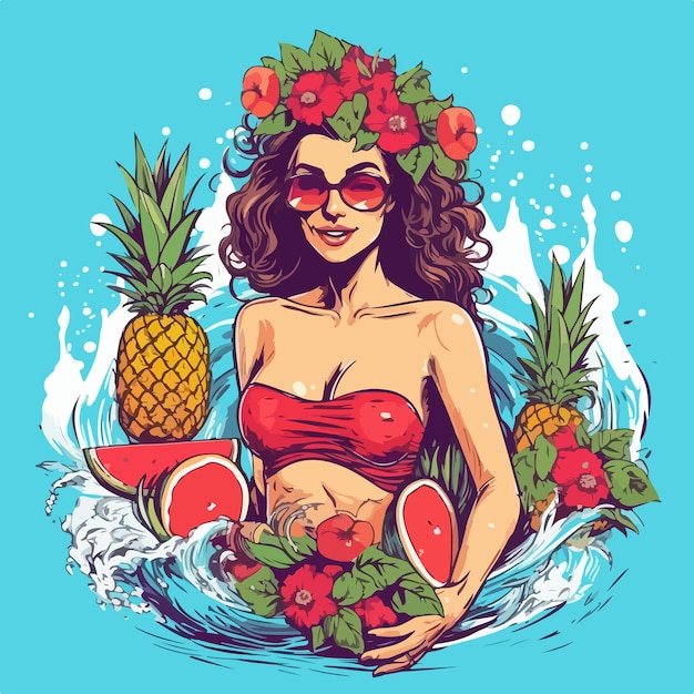 Summer Vector illustration of marine hot vibes