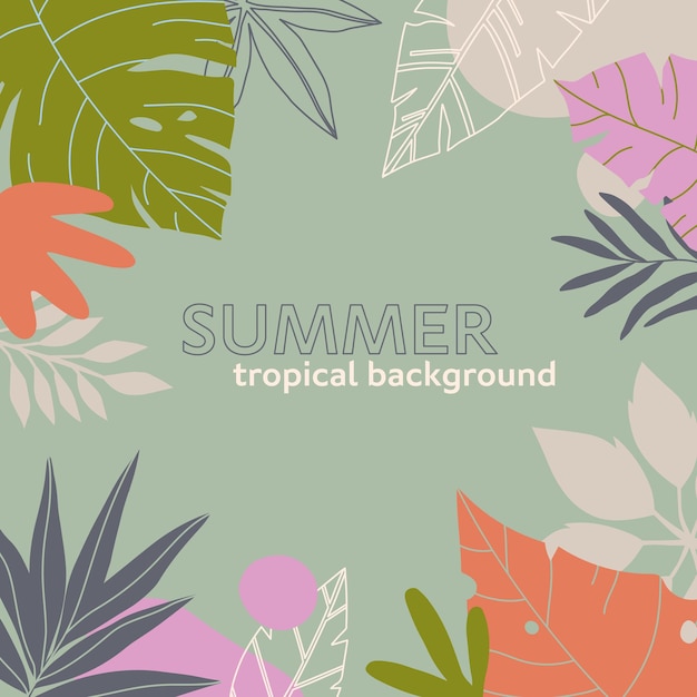 Summer vector illustration in trendy flat style with copy space for text