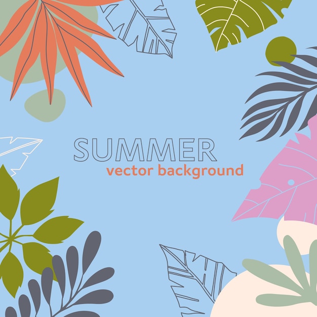 Summer vector illustration in trendy flat style with copy space for text